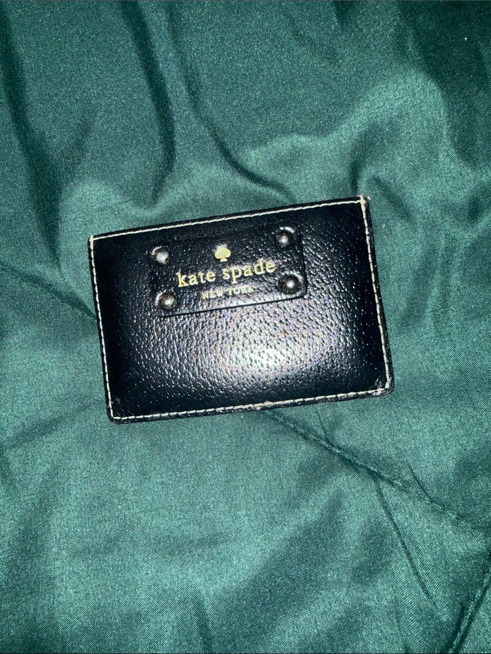 kate spade Black Leather Card Case with Gold Logo